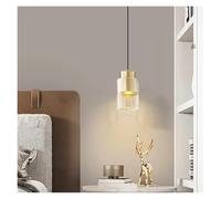 Lustre Moderne en Verre Transparent en Laiton Blanc Chaud pour la Maison, la Chambre à Coucher, la Salle à Manger, Lampe Suspendue, Ampoule E27, Fil réglable, (Gold)