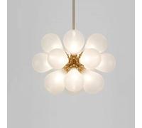 Lustre Moderne et créatif à 18 lumières, Design du Milieu du siècle, Globe en Verre Laiteux Spoutnik, Suspension à Bulles dorées et Bleues, pour Salle à Manger, Cuisine, Salon (Bla