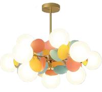 Lustre Moderne G9 Suspendu éclairage en Cristal Lustres Lumière Encastrée LED Plafonnier Luminaire De Plafond pour Manger Ro, Creative Macaron Lights, Gold + Color, 9