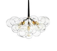 Lustre Moderne, Lustre Suspendu Nordique, Lustre en Verre Transparent soufflé à la Main, pour Les espaces domestiques et Professionnels, Lustre Boule à Bulles en Verre Minimaliste E27-marron 6 têtes
