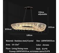 Lustre moderne, Lustres en cristal LED italiens de luxe for la maison, villa, le salon et salle à manger : suspensions, luminaires d'intérieur(White light 6000k,L80cm)