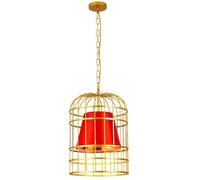 Lustre Moderne, Lustres, Lustres En CristalLustre Cage À Oiseaux En Fer Forgé Abat-Jour En Similicuir Rétro Salle À Manger Lumières Magasin Personnalité Décorer Lustre Créativité/Rouge/40Cm(Rouge,