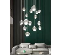 Lustre Moderne Minimaliste Nordique pour loft, Design créatif en Boule de Verre rotative, Long Lustre Duplex pour escalier, 15 têtes, luminaires contemporains