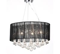 Lustre moderne plafonnier 3 feux 85 pampilles cristal noir 60344
