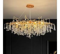 Lustre Moderne réglable en Cristal en Forme de Goutte d'eau, luminaire rectangulaire linéaire Art déco pour Salon, îlot de Cuisine, Hall d'entrée, escalier - Hauteur 120 cm