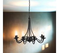 Lustre Noir 8-Branches Ø65Cm Éclairage Rustique Salle À Manger Salon