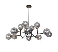 Lustre noir clair 12 lumières avec abat-jour en verre globe moderne pour salon