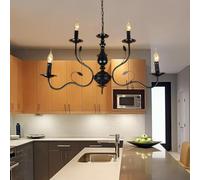 Lustre Noir E14, plafonnier en métal à 12 lumières, Double Couche, en Fer, Style Classique, Moderne, rétro et Industriel, pour Salon, Restaurant, îlot de Cuisine, Chambre, Couloir.