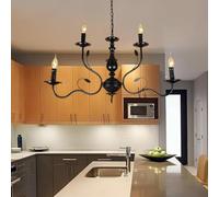 Lustre Noir E14 Salon Plafonnier en Métal 12 Lumières Double Couche Fer Suspension Lumière Classique Moderne Rétro Industriel Plafond éclairage Restaurant Cuisine îlot, One Color, 10 Heads