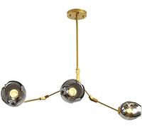 Lustre Nordique à Boule de Verre E27, Hauteur réglable, Suspension Noire Mate, Douille E26, Globe soufflé à la Main, plafonnier Moderne de Style Mid-Century, 200 cm (79 Pouces).