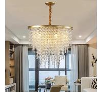 Lustre Nordique doré pour Salon, Chambre à Coucher, Cuisine, Corps de Lampe en Fer forgé, Abat-Jour en Cristal, éclairage LED, éclairage Moderne (50 cm)