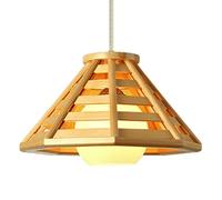 Lustre Nordique Moderne en Bois Simple avec Abat-Jour Creux et Suspension Haute Transparence en Verre Blanc, idéal pour Une Chambre, Un Bureau ou Un Couloir