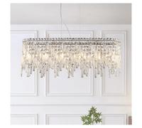 Lustre Ovale en Cristal argenté, Moderne, à Suspendre au Plafond
