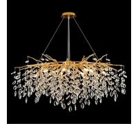 Lustre Ovale en Cristal - Suspension Moderne linéaire à 10 Branches en Forme de Goutte d'eau pour Salle à Manger, îlot de Cuisine, Salon, Chambre - L 100 cm