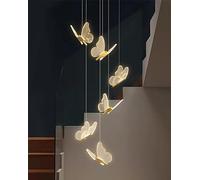 Lustre Papillon LED à Hauteur réglable - Suspension dorée à intensité Variable pour Villa, Salon, Restaurant, hôtel et Bar - Élégant plafonnier décoratif pour escalier