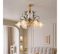 Lustre Pastoral américain, créativité française, Fleur, Salon, Salle à Manger, Chambre à Coucher, Bureau, Villa, Maison, Lampe Suspendue LED (B 6 lumières)