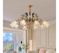 Lustre Pastoral américain, créativité française, Fleur, Salon, Salle à Manger, Chambre à Coucher, Bureau, Villa, Maison, Lampe Suspendue LED (B 10 lumières)