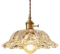Lustre, Petite Suspension Pastorale Japonaise, Lustre à Une tête à Base E27, Lampe Suspendue en Verre et Laiton à personnalité créative, éclairage décoratif pour Couloir, Salle à Manger, Chambre à co