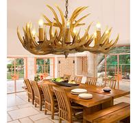 Lustre - Plafonnier Antler Lustre Antler 6 Lumières - Faux Plafond Grands Luminaires - Éclairage Rustique Cerf Compatible avec Salle à Manger Liv