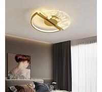 Lustre, plafonnier LED Moderne, Lampe de Bureau pour Enfants, intensité Variable avec télécommande, luminaire Circulaire d'intérieur pour Salon, Salle à Manger ou Chambre (doré, 55 cm)