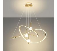 Lustre plafonnier Moderne et Simple à LED, Lampe annulaire irrégulière créative à 3 Couleurs, idéal pour Suspendre au-Dessus d'un îlot de Cuisine, d'un Bar ou d'un Restaurant (4 Couleurs : o