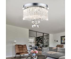 Lustre plafonnier plafonnier salon lumière cristal clair, verre suspendu cristaux clairs, LED 12W 840Lm blanc neutre, DxH 28x22cm