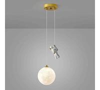 Lustre planétaire en résine astronaute décoration kit, lampe suspendue sphérique pour chambre d’enfants, lampe de chevet simple pour chambre à coucher lampe atmosphérique, lustre blanc avec impression