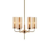 Lustre postmoderne de Luxe, Suspension créative avec Abat-Jour en Verre, plafonnier ambré à 6 lumières pour Salon, Chambre, Salle à Manger et Cuisine.