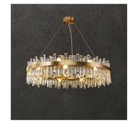 Lustre postmoderne doré chromé argenté Rond Ovale en Cristal, Suspension, luminaire pour Salle à Manger, Chambre