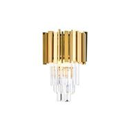 Lustre postmoderne en Cristal avec luminaire LED - Suspension Design Ronde en Acier Inoxydable doré pour Hall d'entrée, Salon et Applique Murale (Lustre Suspension)