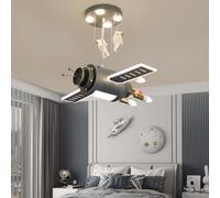 Lustre pour Chambre de garçon, Capsule Spatiale, en résine, Motif astronautes, Suspension LED créative, 3 Couleurs, Gris foncé