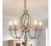 Lustre Premium En Laiton Antique L:47 Cm 5 Braises E14 Pour Salon