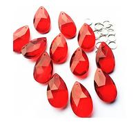 CcacHe Lustre Prismes Cristal 10pcs / lot Lustre Pendentif 38 * 21mm Red Angel's Tears Lustre en Cristal à facettes Prismes, Lustre Cristal Verre Suncatcher (avec Anneaux)
