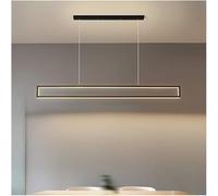 Lustre rectangulaire moderne à intensité variable, longue lampe noire pour table de billard - Lustres LED linéaires compatibles avec la salle à manger, la cuisine, l'îlot, la lampe suspendue, le