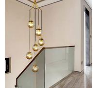 Lustre Rétro À Plusieurs Boules de Verre, Suspension Moderne Pour Escalier, Idéal Pour Villa Ou Escalier. Grand Lustre Led E27, Lampe Décorative Pour La Maison, 9 Boules./6 Boules