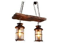 Lustre rétro américain en Bois pour Restaurant, Bar, café, Magasin de vêtements, Hot Pot, Suspension créative en Bois Massif, éclairage Moderne(2 Heads)