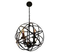Lustre rétro en métal avec Globe, plafonnier Rustique avec Structure en Acier Noir, Suspension en Cristal de Style Industriel pour Une décoration intérieure Unique.