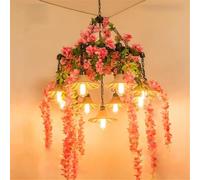 Lustre rétro industriel - Luminaire créatif en corde de chanvre pour bars à musique, cafés, magasins de vêtements, magasins de plantes vertes, 9 lumières LED, décoration d'intérieur unique