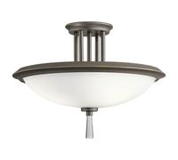 Lustre Rond Ø42Cm En Verre Acier Bronze Blanc E27 Lustre De Salon