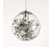Lustre Rond créatif en Fer et Feuille d'or, Design Nordique INS, luminaire Suspendu en Verre Transparent, Abat-Jour E27, luminaire Suspendu à Une tête pour Salon, Salle à Manger