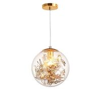 Lustre Rond créatif en Fer et Feuille d'or, Design Nordique INS, luminaire Suspendu en Verre Transparent, Abat-Jour E27, luminaire Suspendu à Une tête pour Salon, Salle à Manger