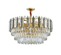 Lustre rond ovale en cristal LED post-moderne brillant compatible avec la salle à manger et le salon, Rétro