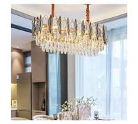 Lustre rond ovale en cristal LED post-moderne brillant compatible avec la salle à manger et le salon, Rétro