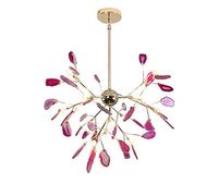 Lustre Rond Sputnik en Agate Firefly, plafonnier de Luxe doré G4, Suspension Nordique en Pierre d'agate Bleue à 16 lumières pour Chambre de Fille, Salon ou Chambre à Coucher - Doré