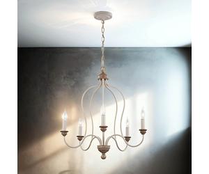Lustre Rustique CANDELA 8 Shabby Blanc Lampe De Table Réglable