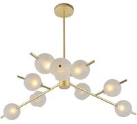 Lustre rustique industriel Sputnik G9, suspension moderne compatible avec plafonnier suspendu de ferme, hauteur réglable, finition noire et dorée,Luxe