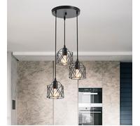 Lustre Salon Industrielle Noir Suspension Lumière Câble Réglable E27 Noirs pour Cuisines Restaurants Chambre Escaliers sans Ampoule
