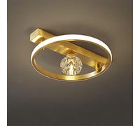 Lustre Semi-Encastré Pour Chambre À Coucher, Rond Et Doré, Luminaire Décoratif En Cristal Et Cuivre de Haute Qualité, Idéal Pour Une Chambre À Coucher (2 Lampes)./Or/1Alights