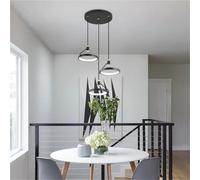 Lustre Simple et Moderne à Trois têtes avec Anneau Noir, Lampe de Chevet pour la Maison, la Salle à Manger, la Chambre à Coucher, la Suspension Moderne(3 Heads-Round)