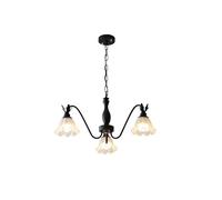 Lustre Spoutnik à 5 lumières en Verre Laiteux pour Chambre à Coucher, Blanc, Noir, Style Moderne du Milieu du siècle, Style Nordique, givré, Floral, pour Salle à Manger, Cuisine, îlot de Fer